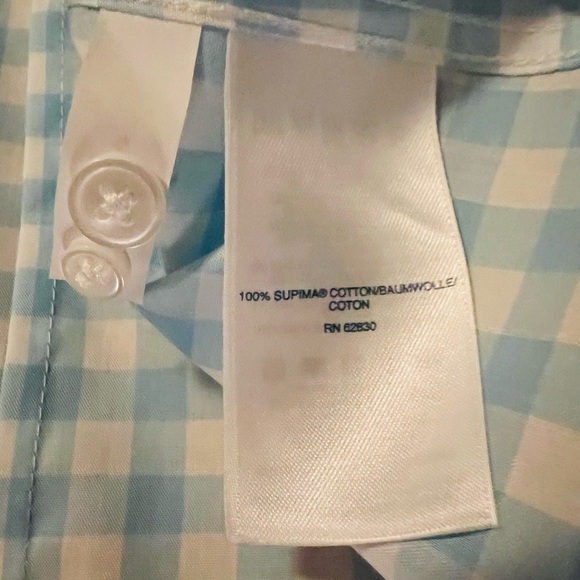 LANDS’ END WOMENS PRETTY BABY BLUE AND WHITE CHECKERED BUTTONED DOWN SHIRT SZ 20 - Picture 7 of 9